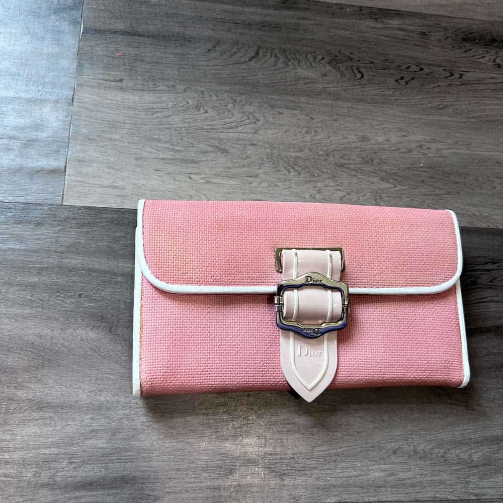 Vintage Dior Pink and White wallet with Buckle